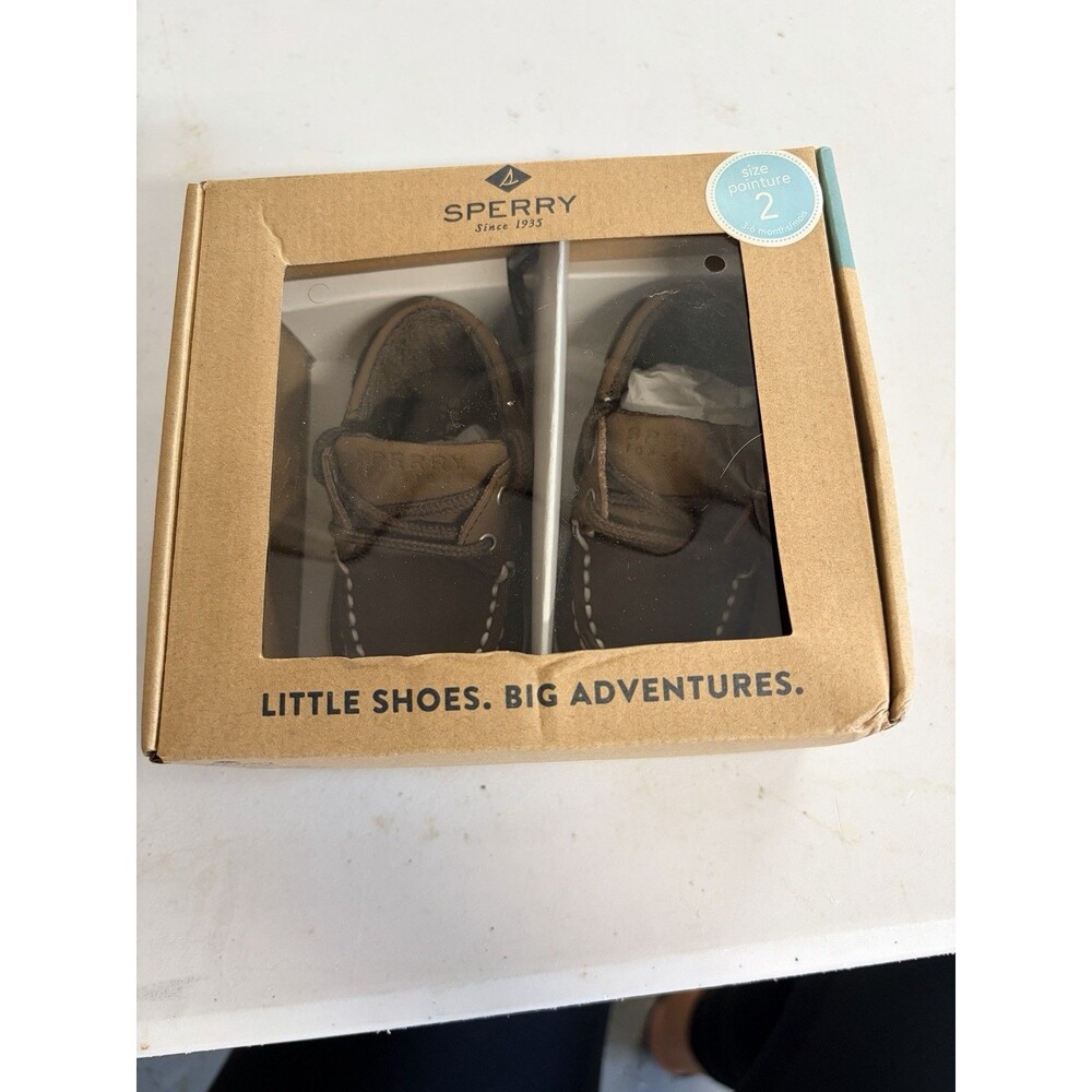 NIB Infant Baby Sperry Intrepid Crib Cigar Boat Shoe Brown Sz 2 - Picture 5 of 7